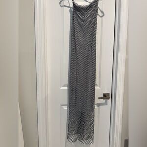 Zara Gray Mesh Maxi Dress